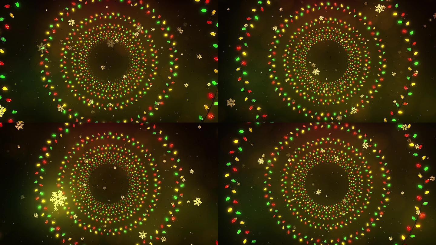4K-圣诞LED雪花隧道穿梭