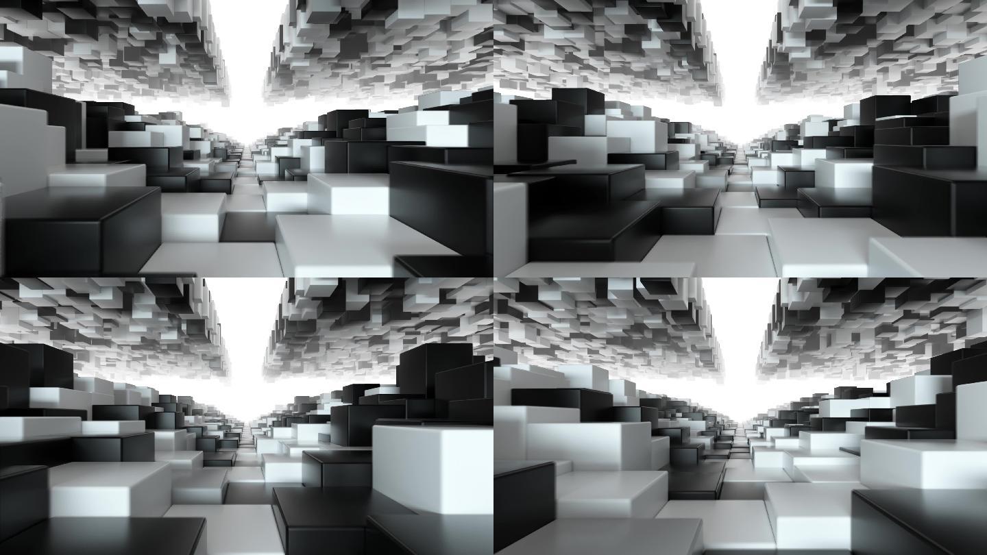 4K抽象立方体几何起伏动态背景