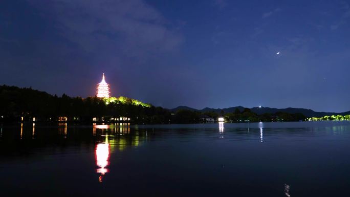 杭州西湖夜景延时