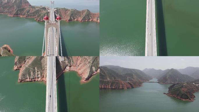 甘肃省刘家峡大桥黄河水库航拍视频素材