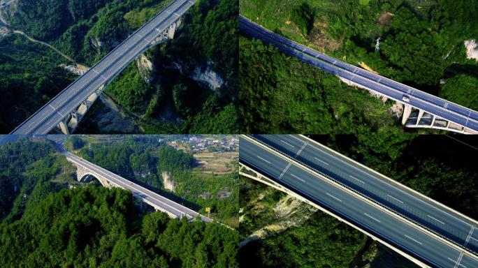 4K航拍贵州山区高速公路大桥桥梁