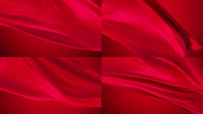 4K-中国风红布红绸飘动视频