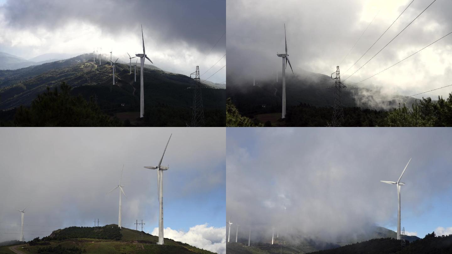 风力发电场风车绿色能源延时视频素材