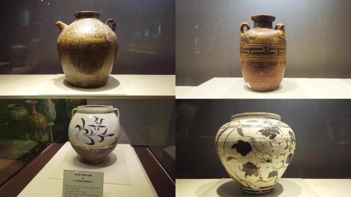 博物馆展出的陶罐瓷罐