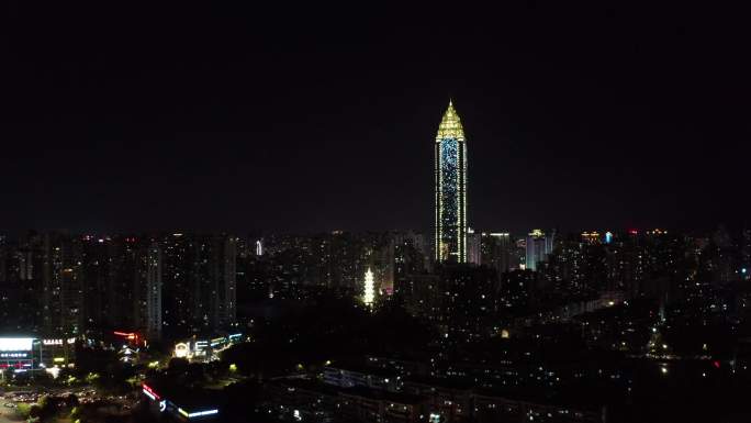 浙江省温州市城区夜景航拍空境