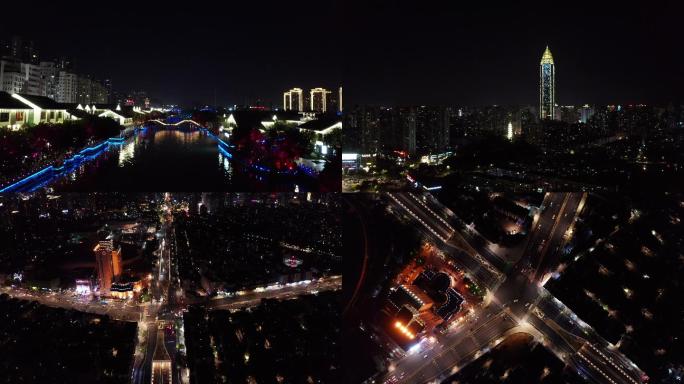 浙江省温州市城区夜景航拍空境