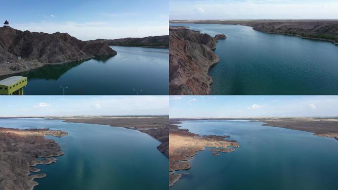航拍金塔鸳鸯池水库