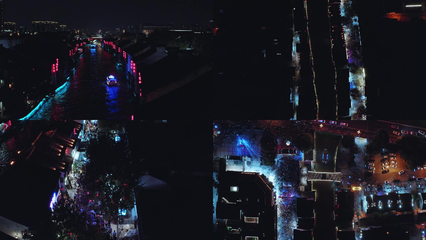 无锡南长街人潮涌动夜市4K航拍+延时摄影