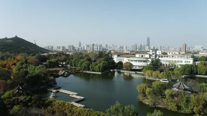 济南的秋天城市大景航拍素4k