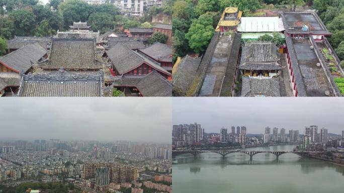 内江圣水寺古西林寺沱江西林大桥航拍4k