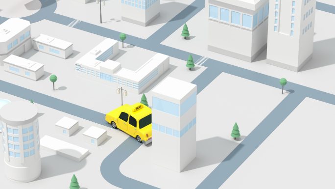 迷你都市里的出租车3D渲染