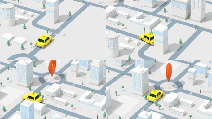 迷你都市里的出租车3D渲染