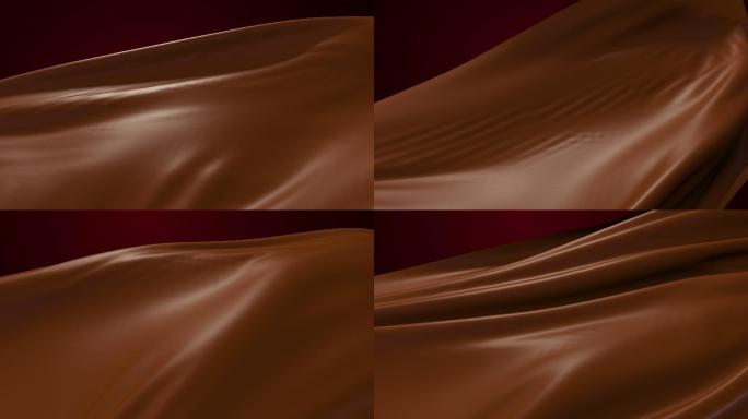 循环流动的巧克力色布料背景3D渲染