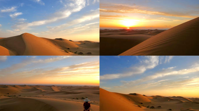 4K沙漠日出落日夕阳