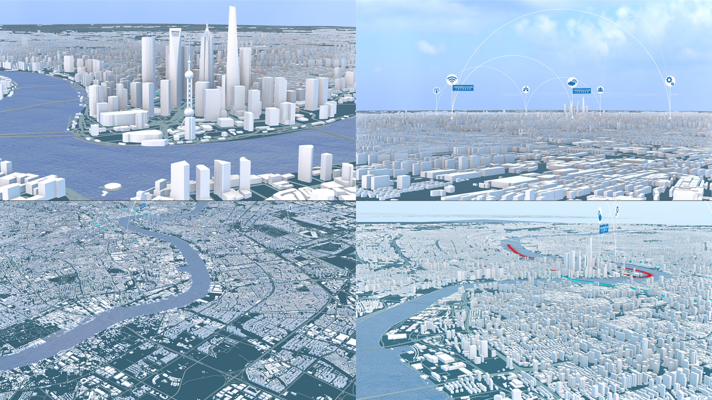 三维城市建筑模型真实地形建筑建模上海地图