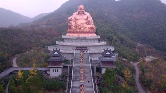 浙江宁波雪窦山大佛寺弥勒佛观音诞航拍4K