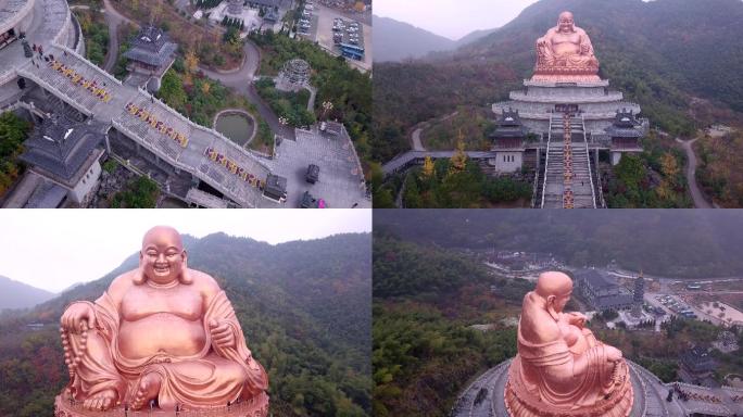 浙江宁波雪窦山大佛寺弥勒佛观音诞航拍4K