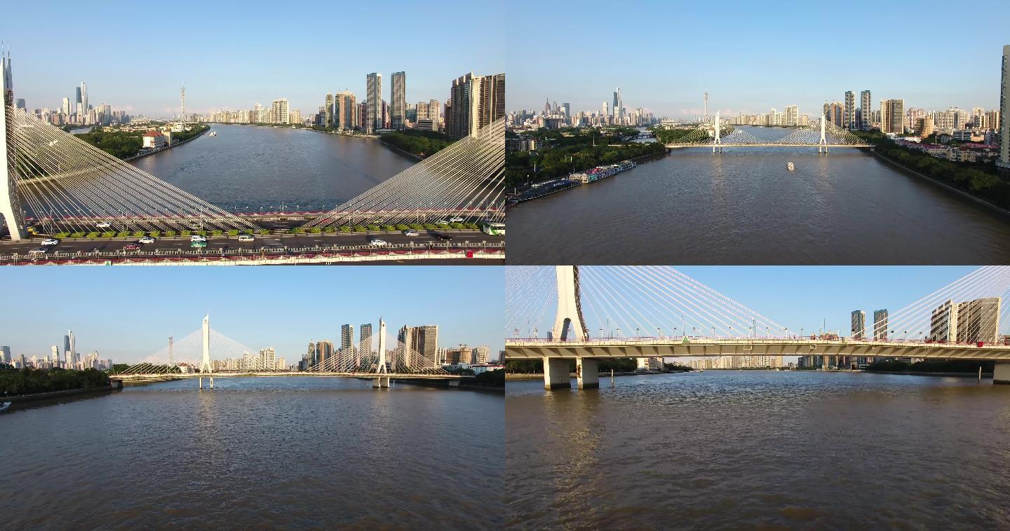 广州大桥城市风光航拍4K高清