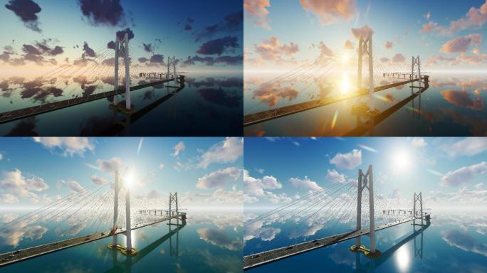 4K港珠澳大桥镜面意境日出