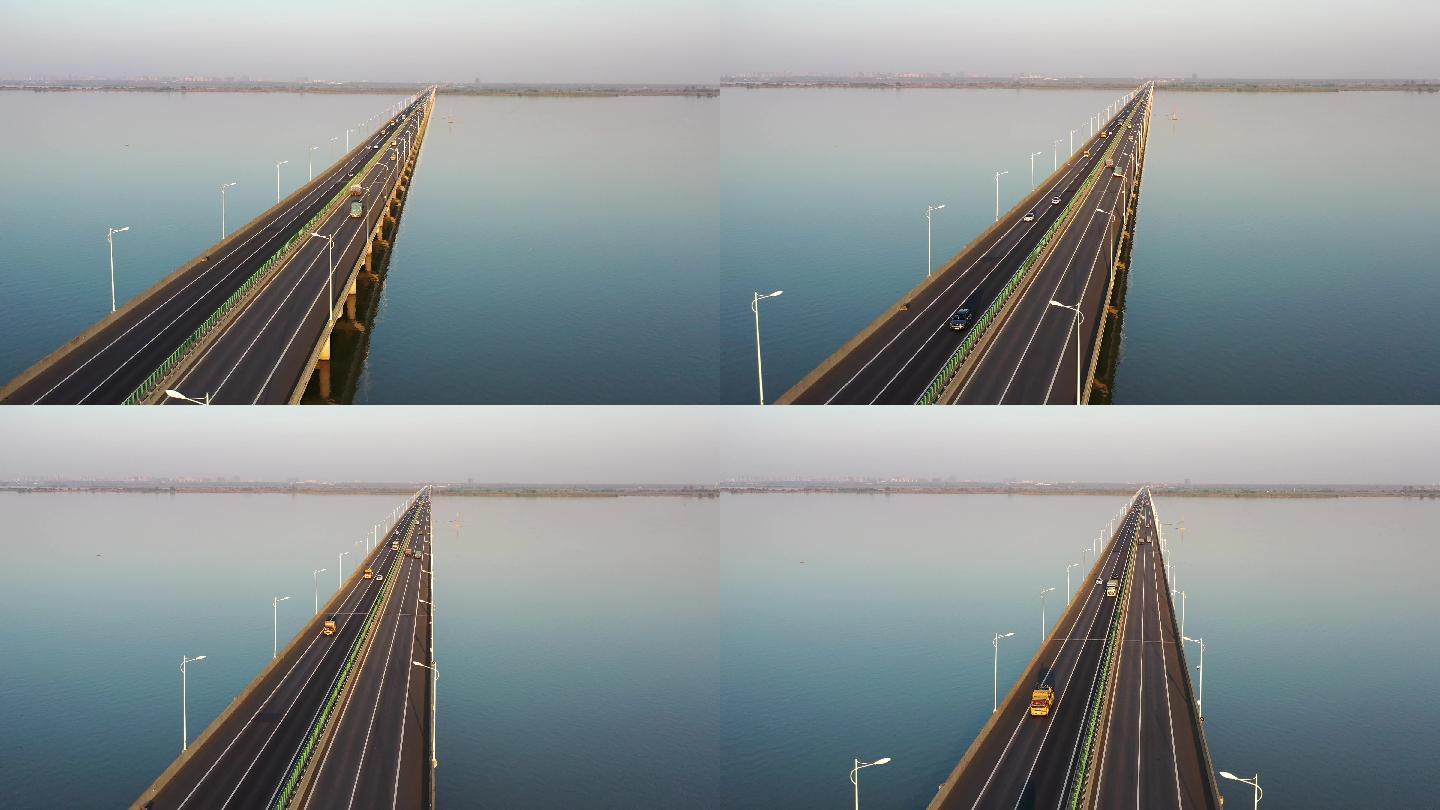 江苏扬州高邮湖大桥航拍