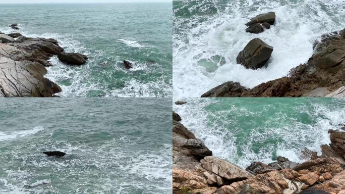 4K60帧海浪拍打岩石