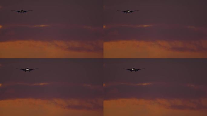 4K飞机夕阳梦想起航国庆十一旅游出发