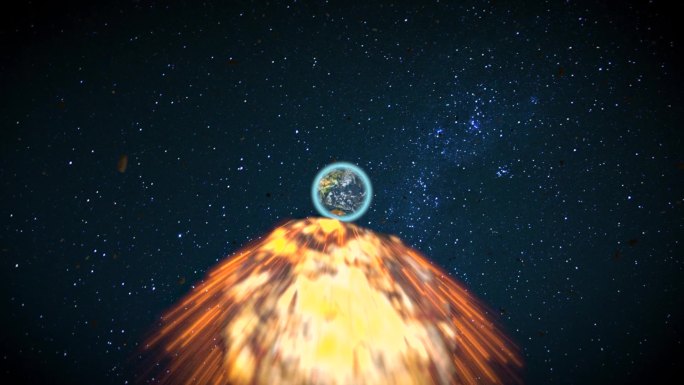 陨石撞击地球，酷炫特效开场片头1080P
