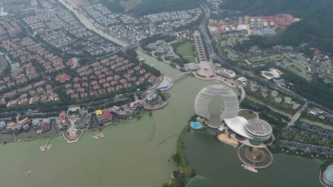 湖州喜来登温泉度假酒店月亮酒店多角度航拍