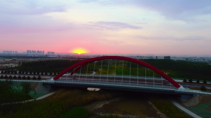 西咸新区红色的桥