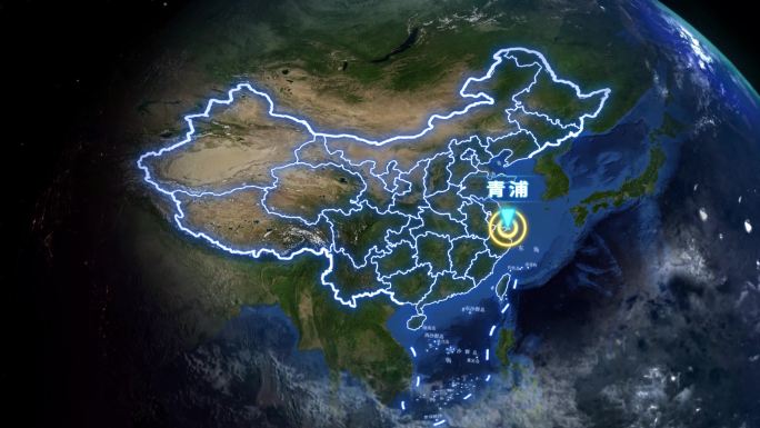 上海市青浦区地球定位俯冲地图