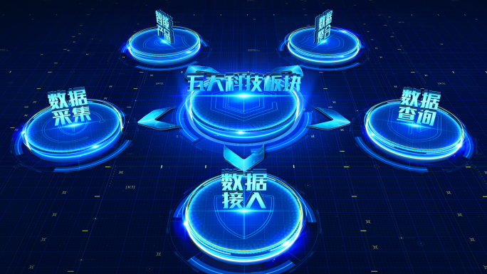 【5项】企业科技蓝圆形分类板块展示
