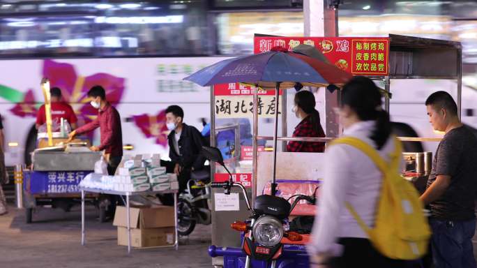 深圳城中村夜景街头人流地摊高清4K