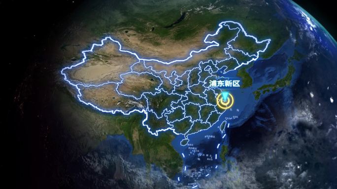 上海市浦东新区地球定位俯冲地图