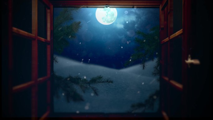 4K-圣诞开场唯美窗外月光