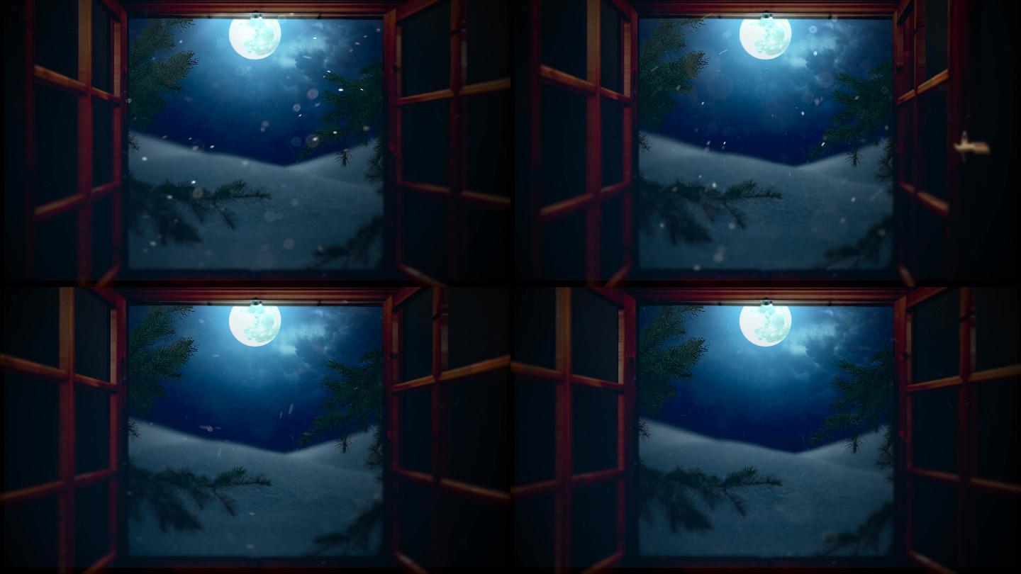 4K-圣诞开场唯美窗外月光