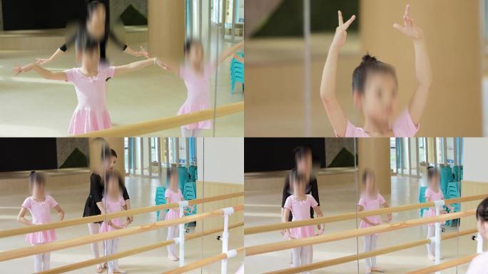 实拍小孩子上舞蹈课学习芭蕾舞