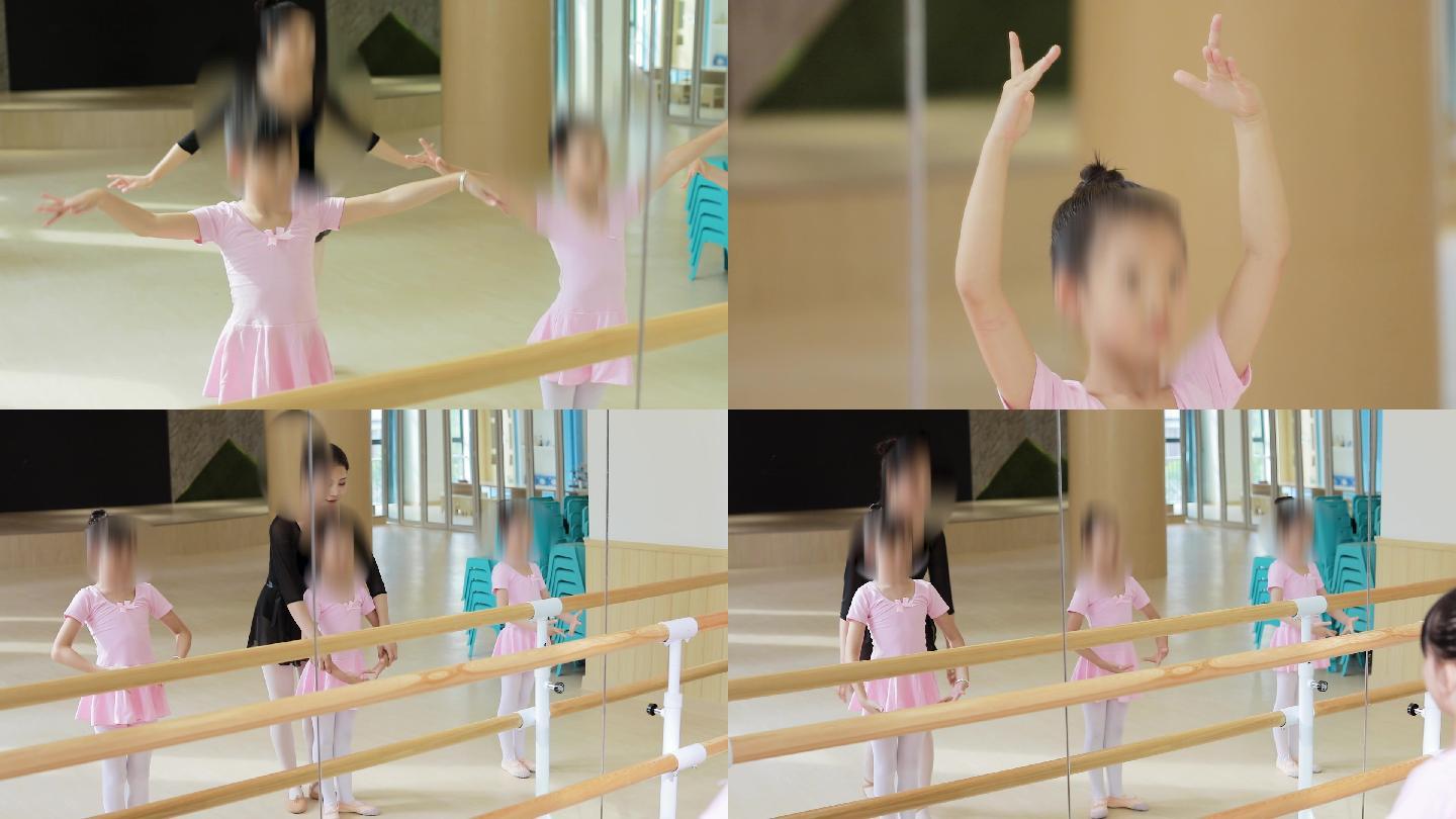 实拍小孩子上舞蹈课学习芭蕾舞