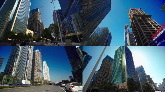 4K湖南金融中心高楼仰视移动唯美空镜