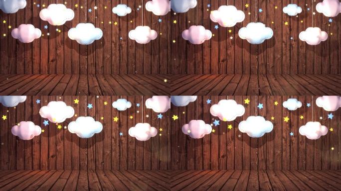 可爱卡通云朵云彩星星动画视频
