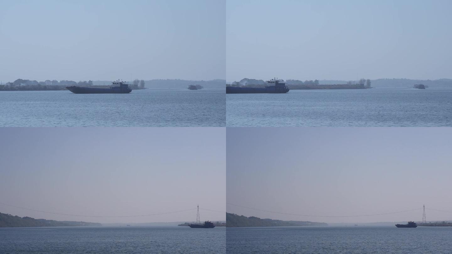 前行的货船船江河沙船