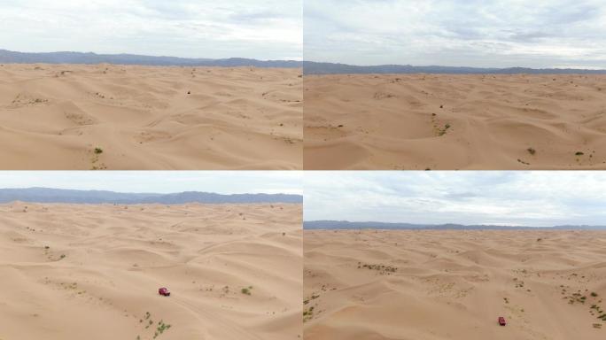 宁夏沙坡头沙漠越野越野车航拍沙坡头