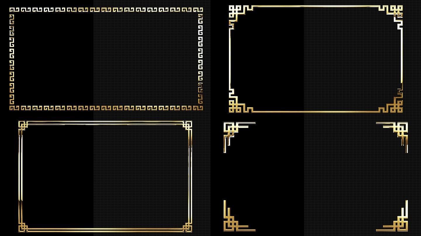 4款中国风金色边框无缝循环