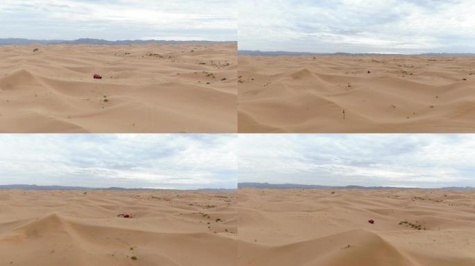 宁夏沙坡头沙漠越野越野车航拍沙坡头沙漠宁