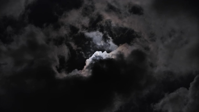 月夜圆月云流动云遮月夜晚
