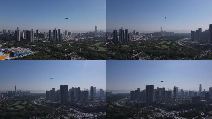 4K直升机飞过城市
