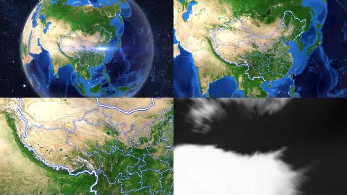 西藏地图（地球俯冲穿云）