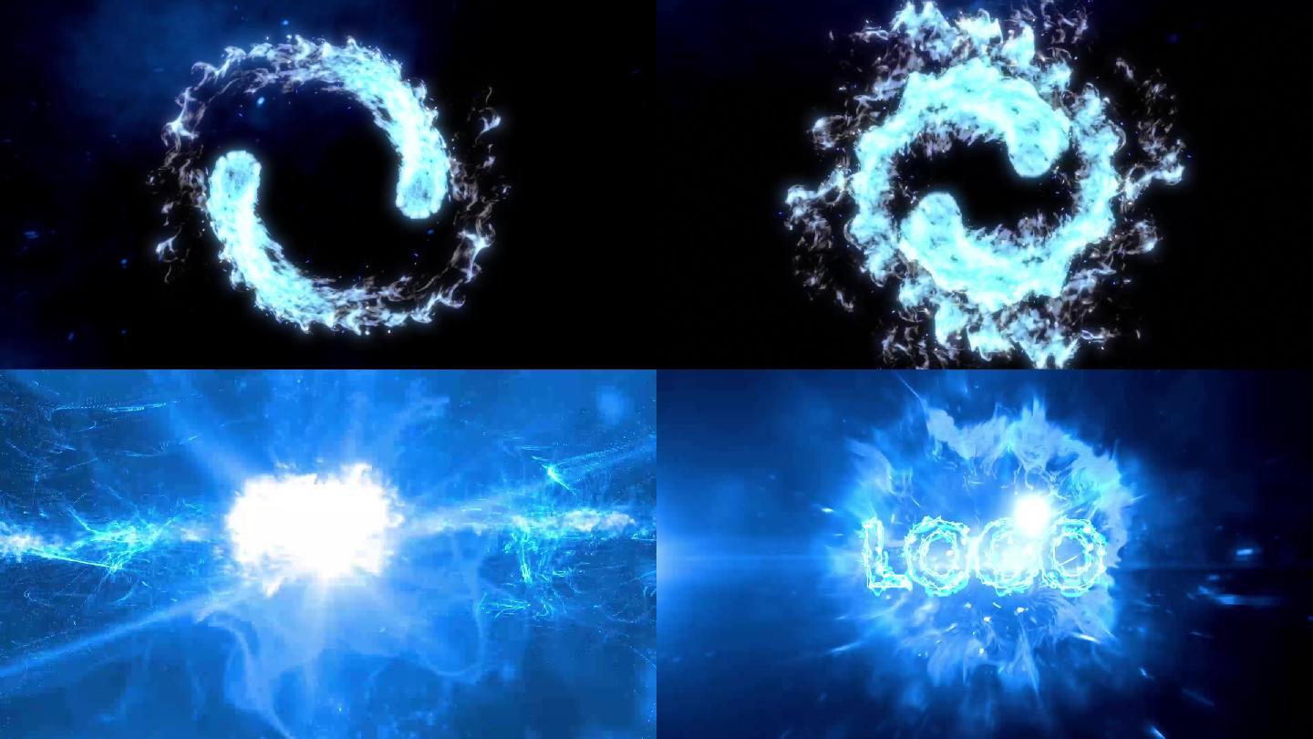 蓝焰出logo震撼科技粒子爆炸