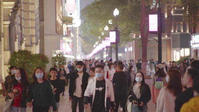 4K武汉街道人文城市夜景