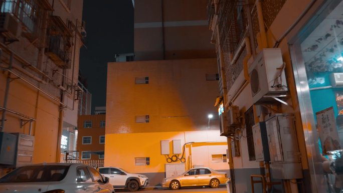 原创城中村街道夜景移动镜头