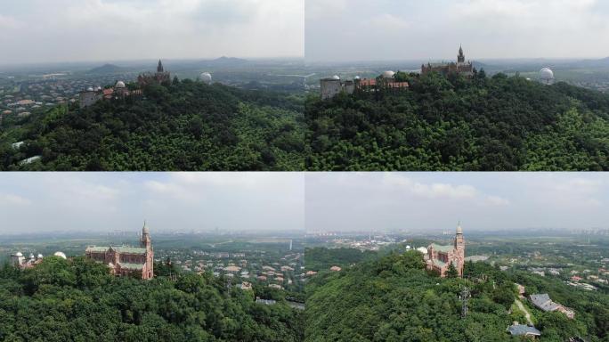 上海松江佘山教堂航拍城市建筑风景